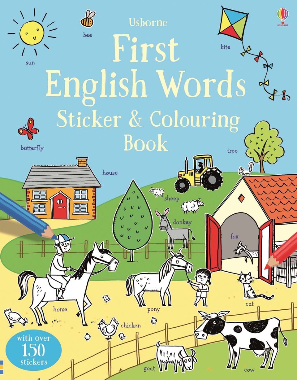 FIRST ENGLISH WORDS Sticker and Colouring Book