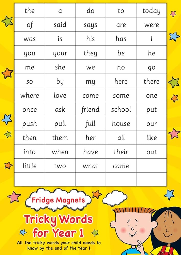 TRICKY WORDS YEAR 1 Fridge Magnets