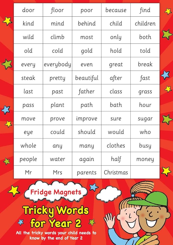 TRICKY WORDS YEAR 2 Fridge Magnets