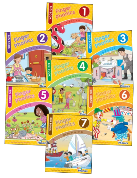 JOLLY PHONICS Finger Phonics Big Books, set of books 1–7