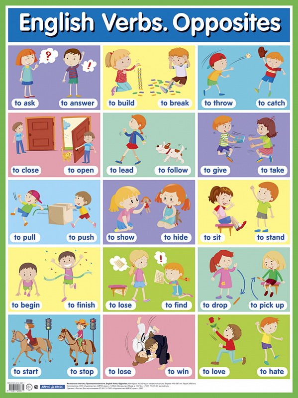 ГЛАГОЛЫ. ПРОТИВОПОЛОЖНОСТИ Плакат