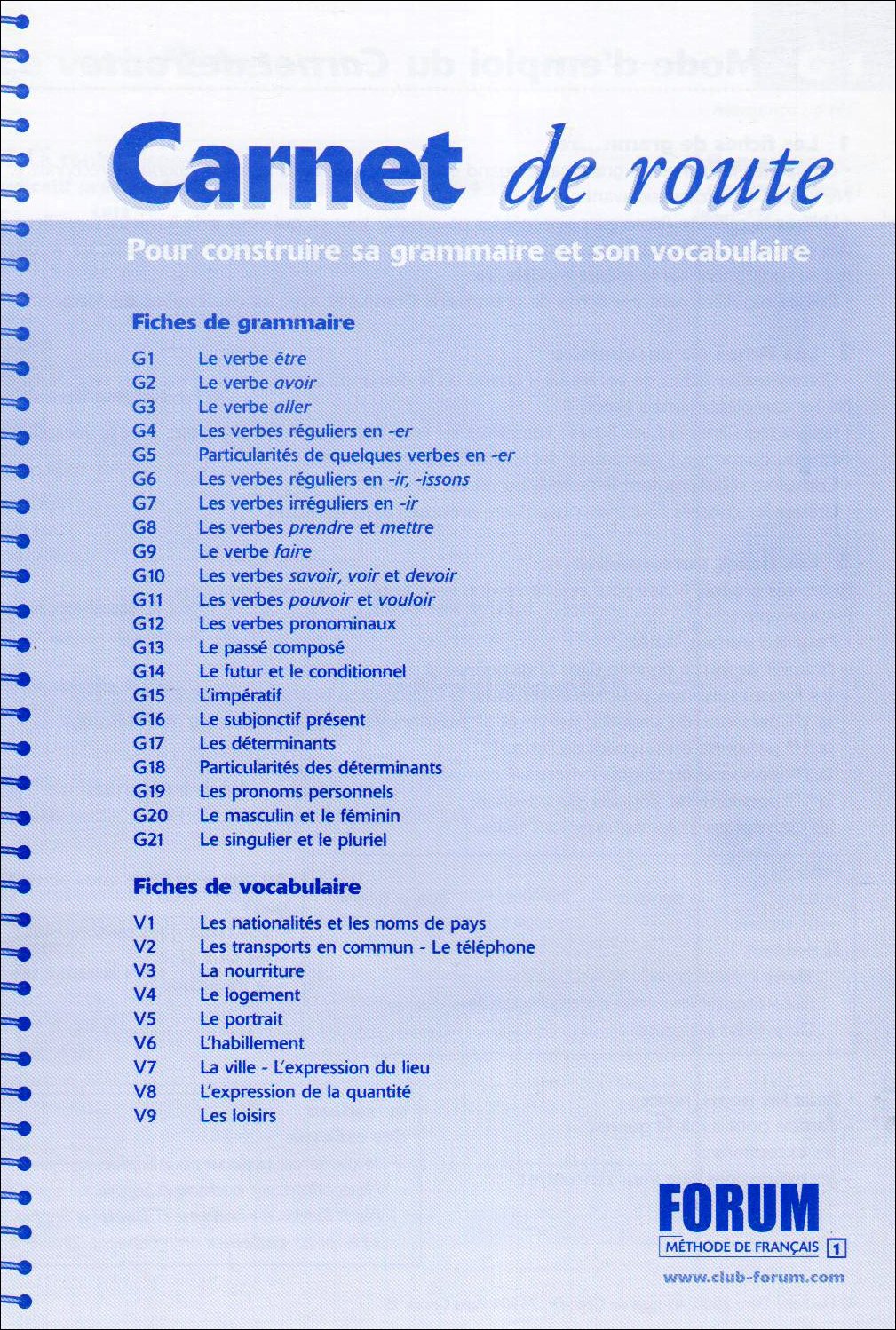 FORUM 1 Carnet de route